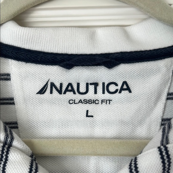 Nautica Classic Fit Striped Polo Shirt Preppy Coastal nautical Y2K 90S golf L - Picture 2 of 8